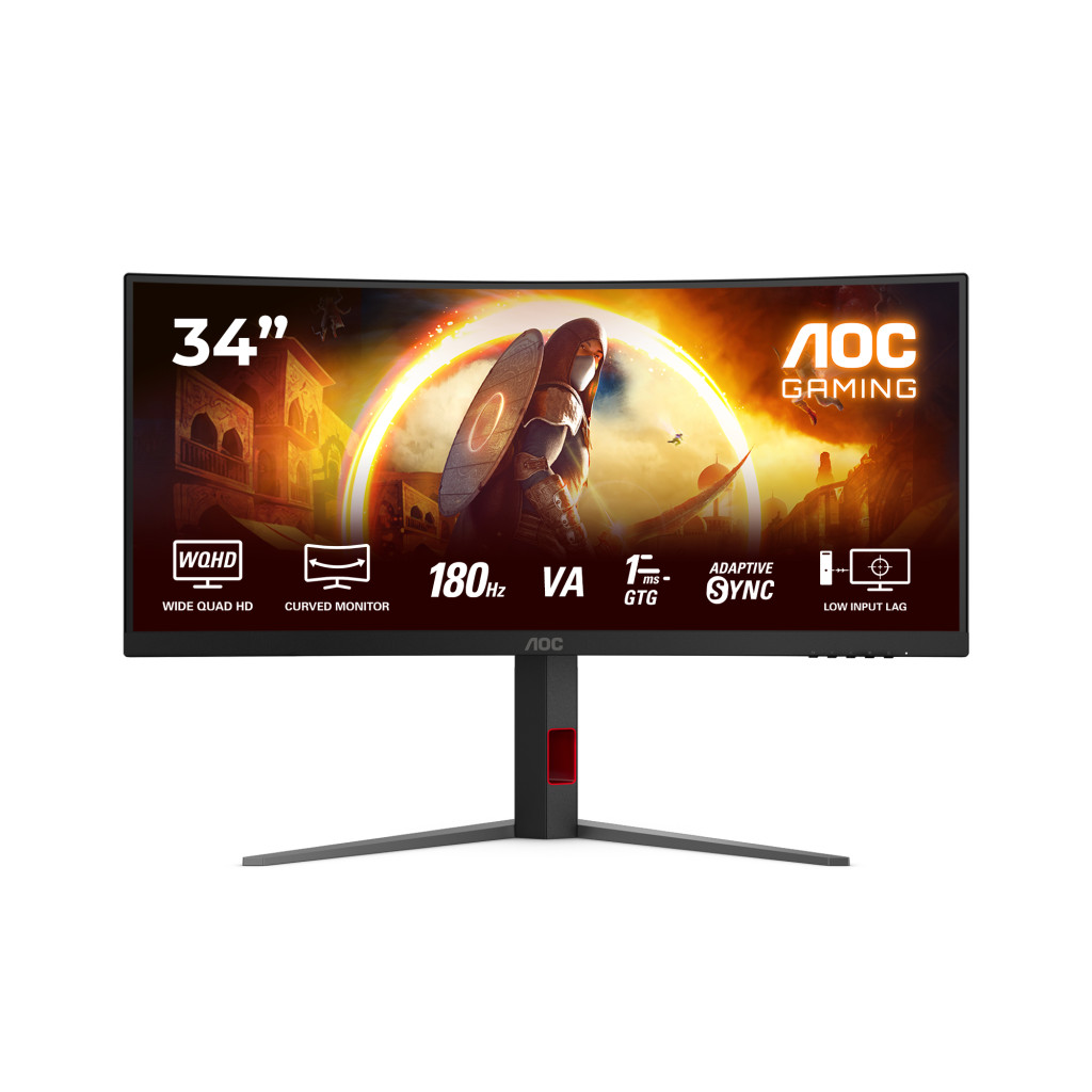 AOC G4 CU34G4 PC lamekuvar 86,4 cm (34") 3440 x 1440 pikslit Wide Quad HD LED Must, Punane