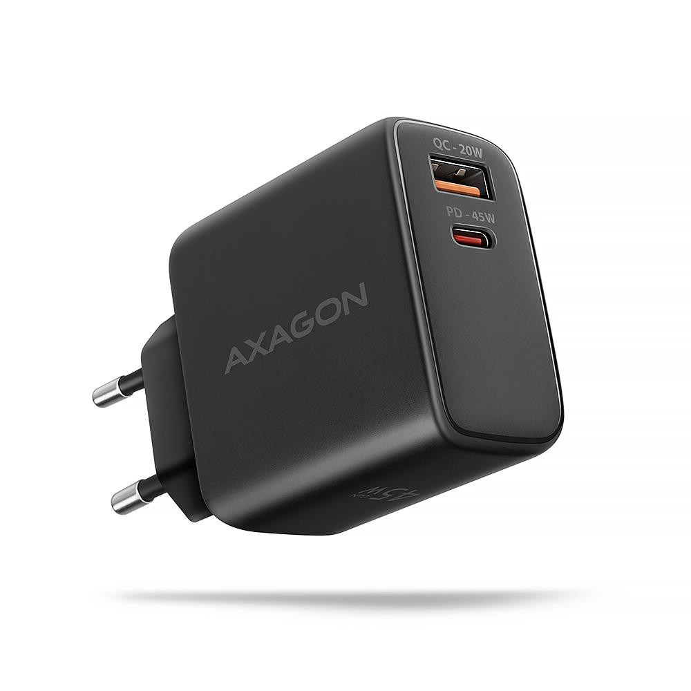 Axagon ACU-PQ45 QC 3.0, 4.0/AFC/FCP/PPS/PD, 45W, schwarz - Netzladegerät mit USB-A und USB-C Schnittstelle Mobiiltelefon, Nutitelefon, Nutikell, Tahvel, Universaalne Must Vahelduvvool Kiirlaadimine Hoonesisene