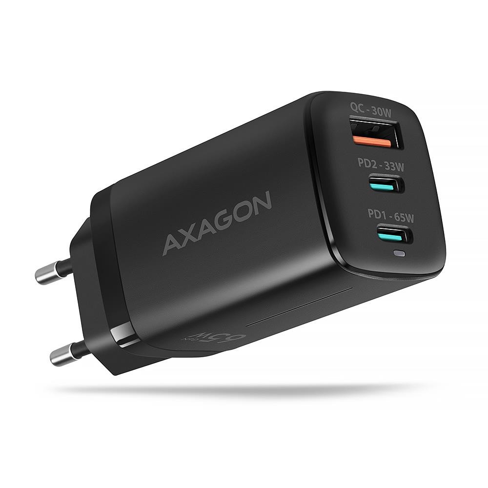 Axagon ACU-DPQ65 mobiilseadme laadija Mobiiltelefon, Märkmikarvuti, Sülearvuti, Nutitelefon, Nutikell, Tahvel, Universaalne Must Vahelduvvool Kiirlaadimine Hoonesisene