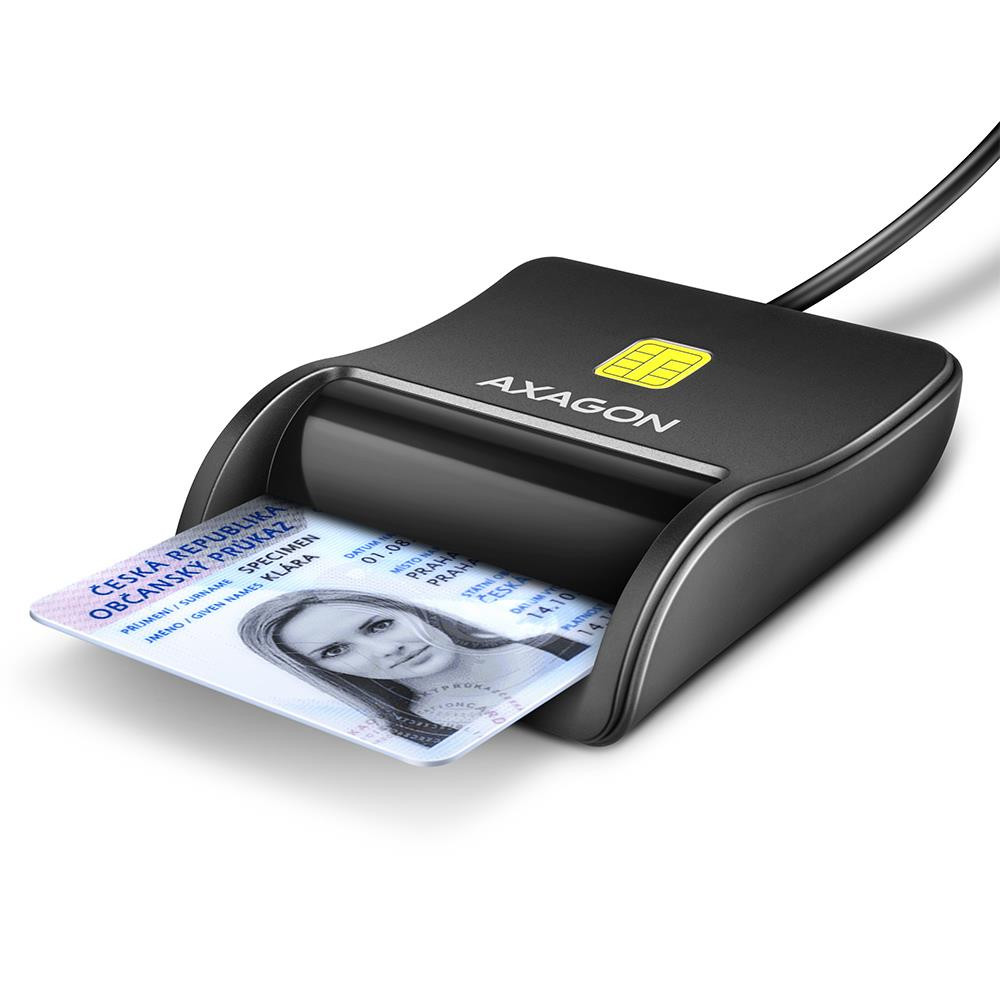Axagon CRE-SM3N USB Smart card Flat kiipkaardilugeja Hoonesisene USB 2.0 Must