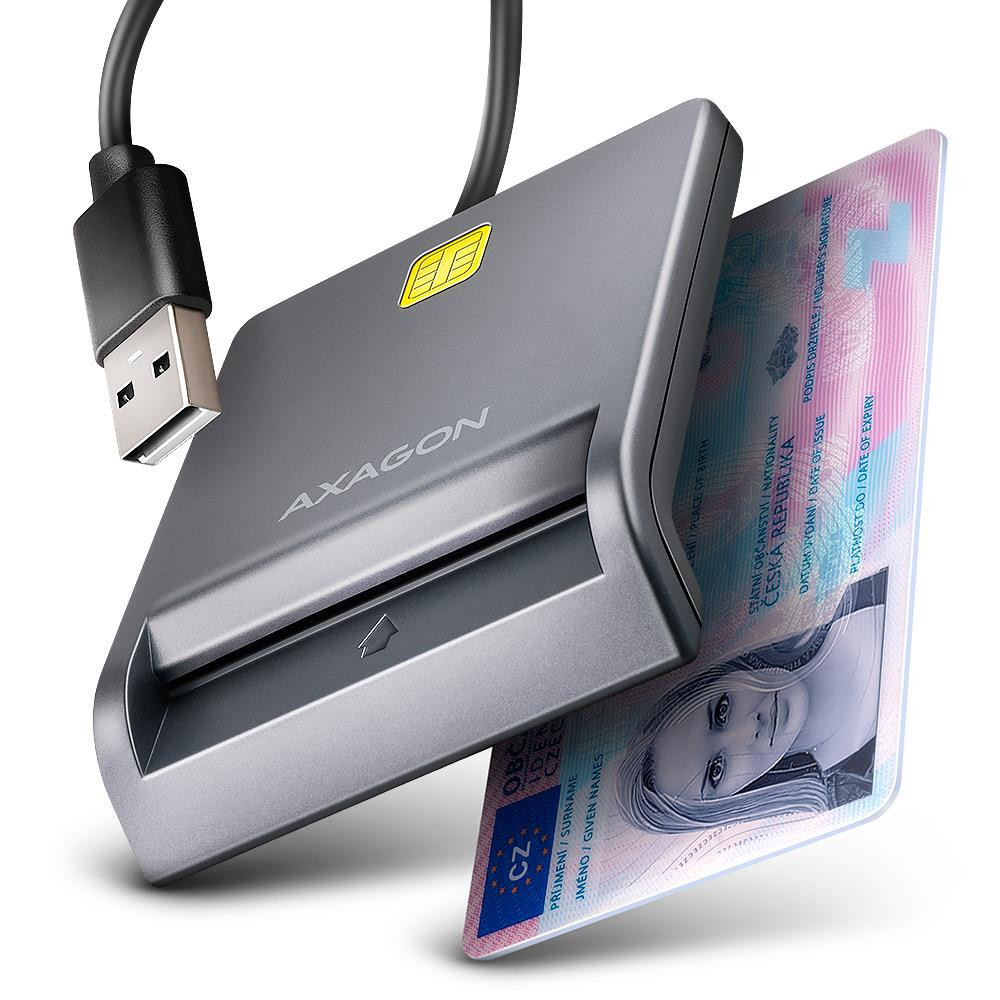 Axagon CRE-SM3T USB Smart card Flat kiipkaardilugeja Hoonesisene USB 2.0 Must