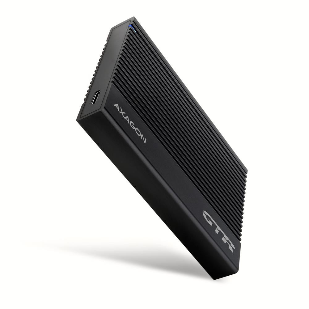 Axagon EE25-GTR USB-C 3.2 Gen 2 - SATA 6G 2.5\" externes Festplattengehäuse geriffelt HDD/SSD ümbris Must 2.5"