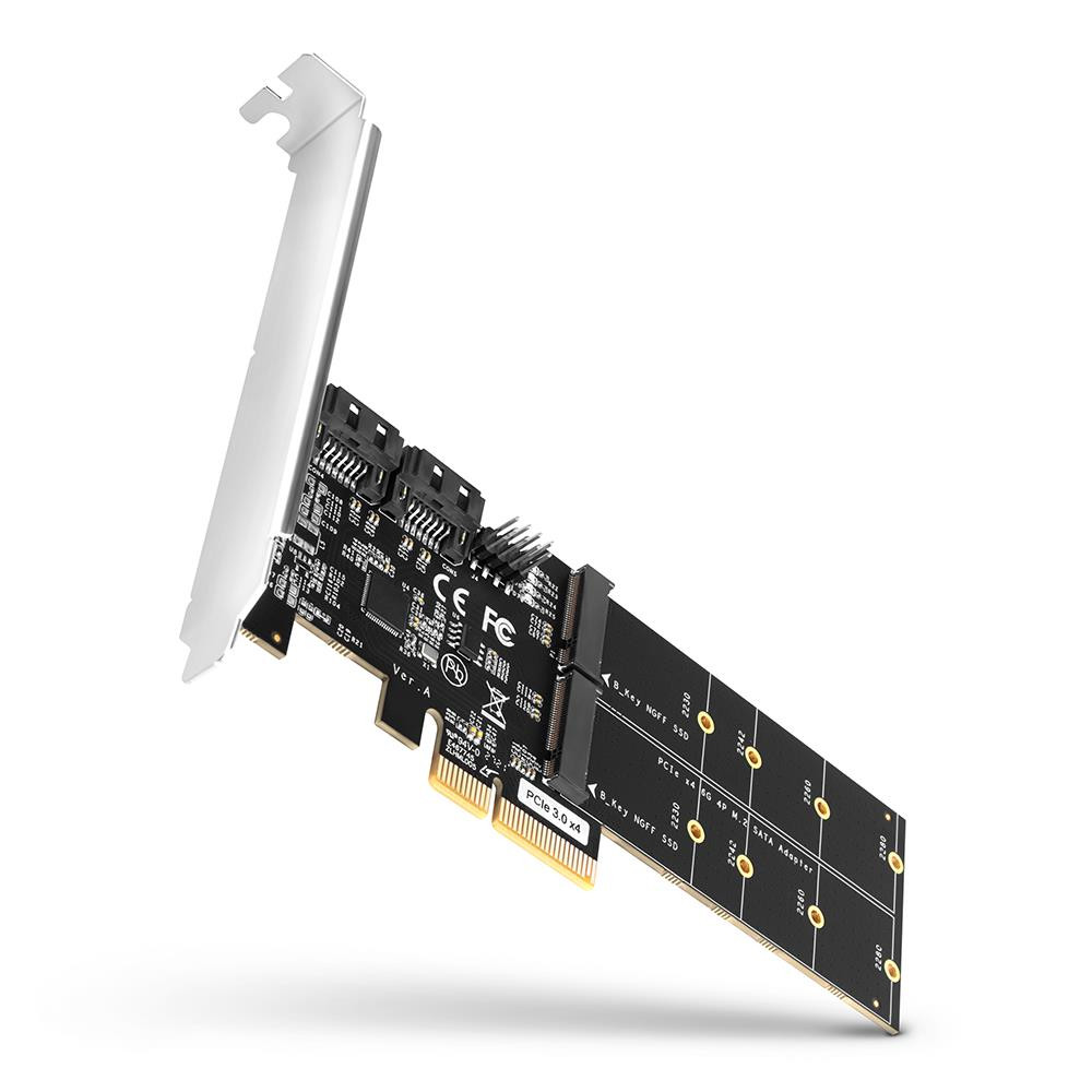 Axagon PCES-SA4M2 PCIe Controller 2x internal SATA 6G port+ M.2 B-key liidesekaart/adapter Sisemine M.2, SATA