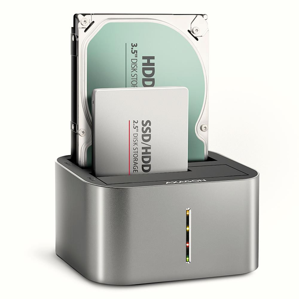 Axagon AXG ADSA-DC - Docking- und Kopierstation 2x 2.5''/3.5'' SATA USB 3.0 - Digital/Daten USB 3.2 Gen 1 (3.1 Gen 1) Type-A Hall
