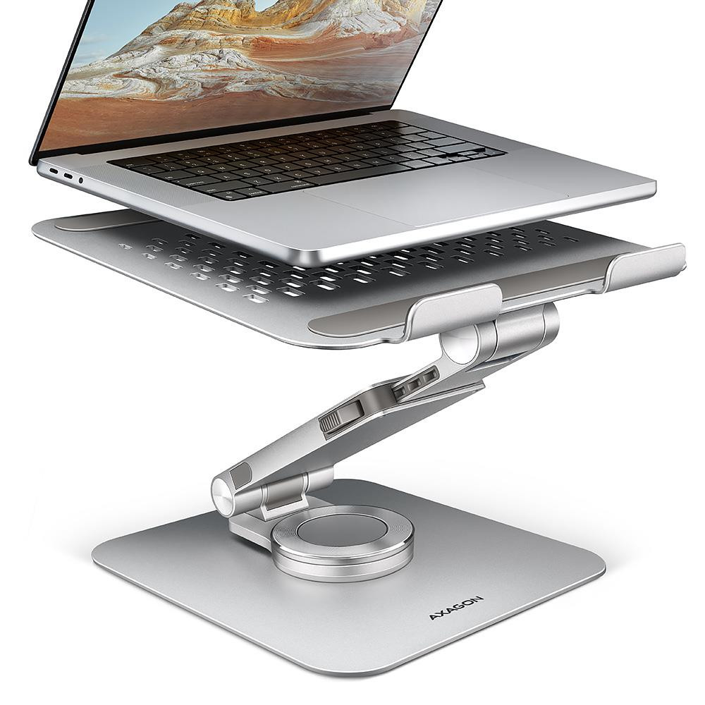 Axagon STND-LR sülearvuti raam & alus Sülearvuti pikenduskäsi Hõbe 43,9 cm (17.3")