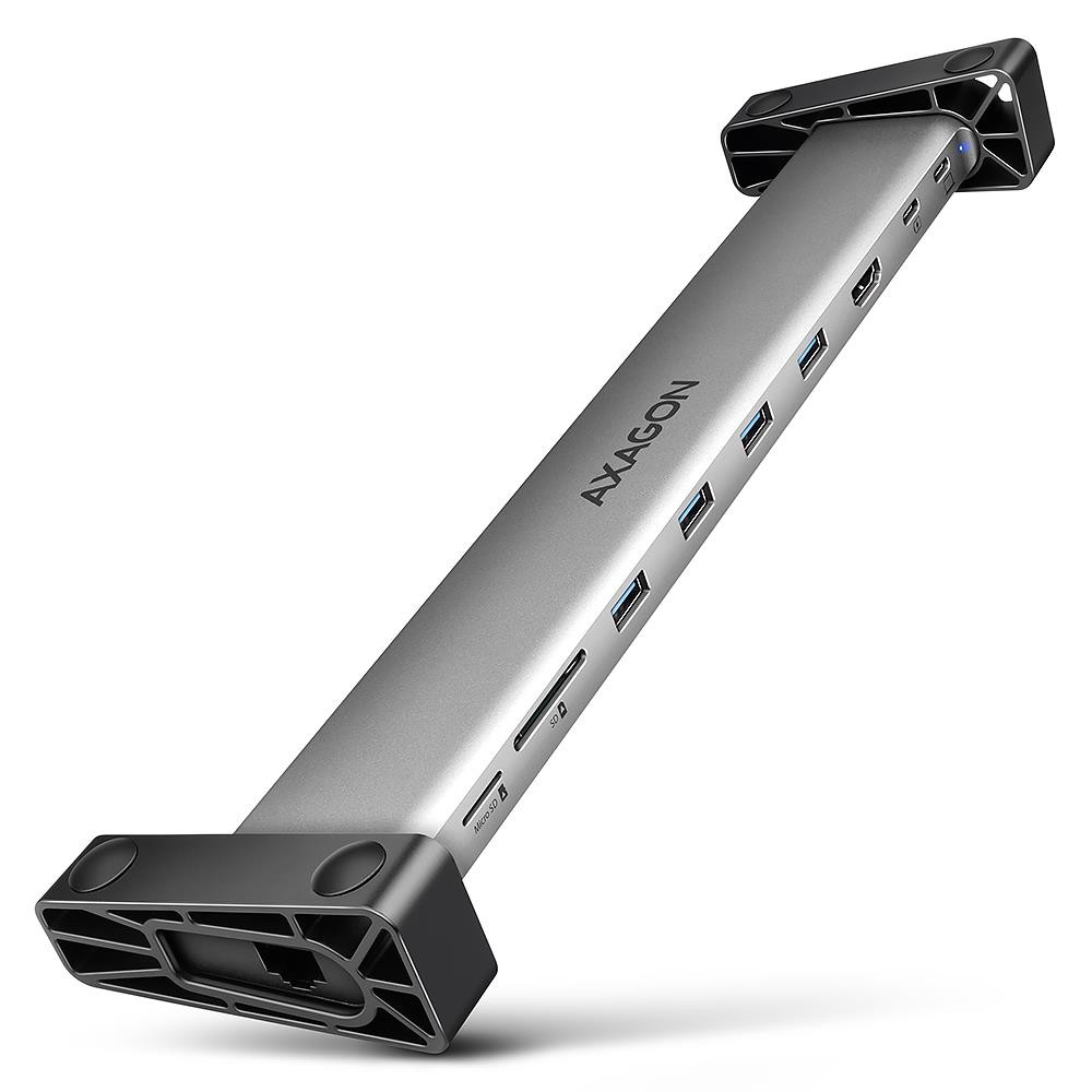 Axagon HMC-10HLS sülearvuti dokk ja pordireplikaator Juhtmega ühendatud USB 3.2 Gen 1 (3.1 Gen 1) Type-C Must, Hall