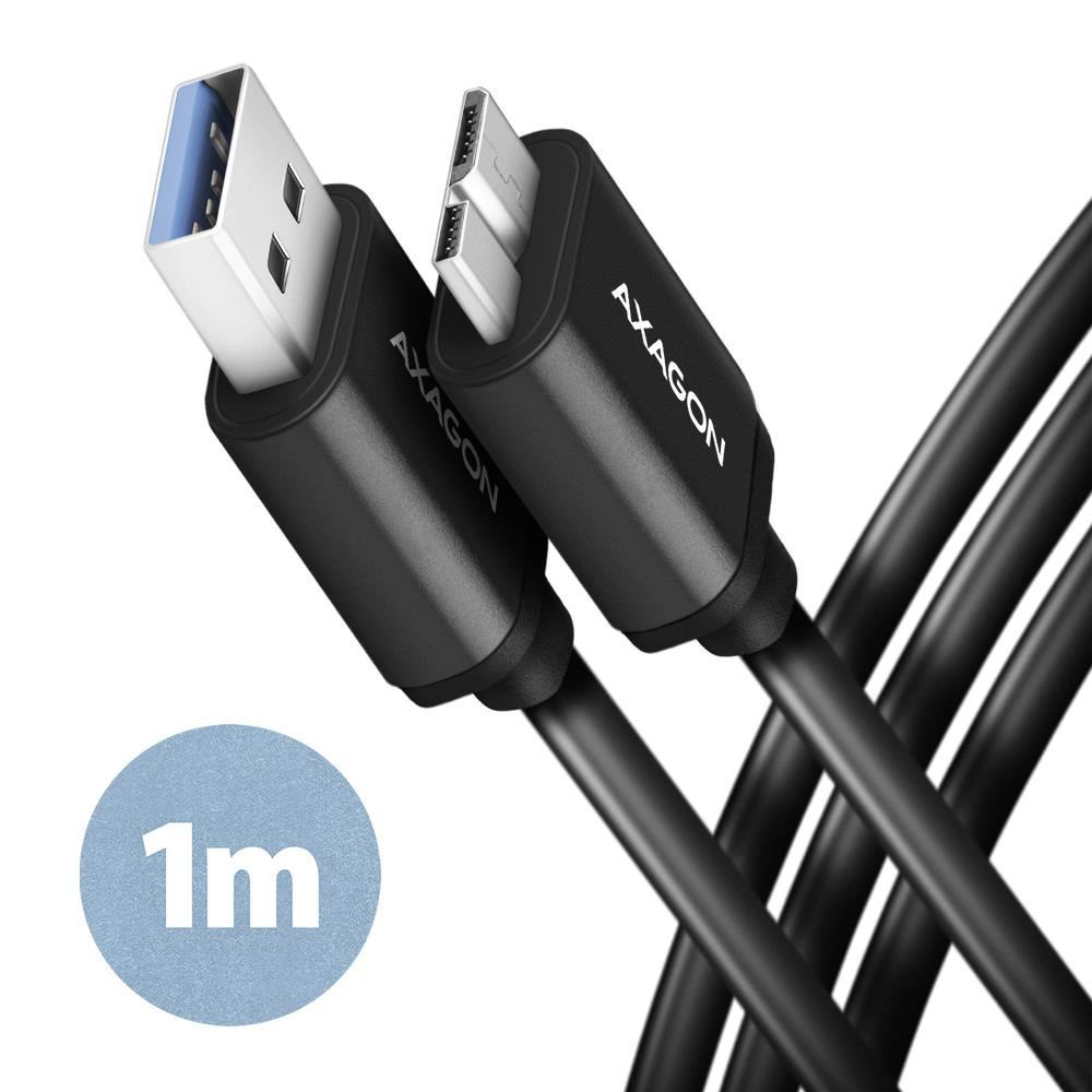 Axagon BUMM3-AM10AB USB-kaabel USB 3.2 Gen 1 (3.1 Gen 1) 1 m Micro-USB B USB A Must