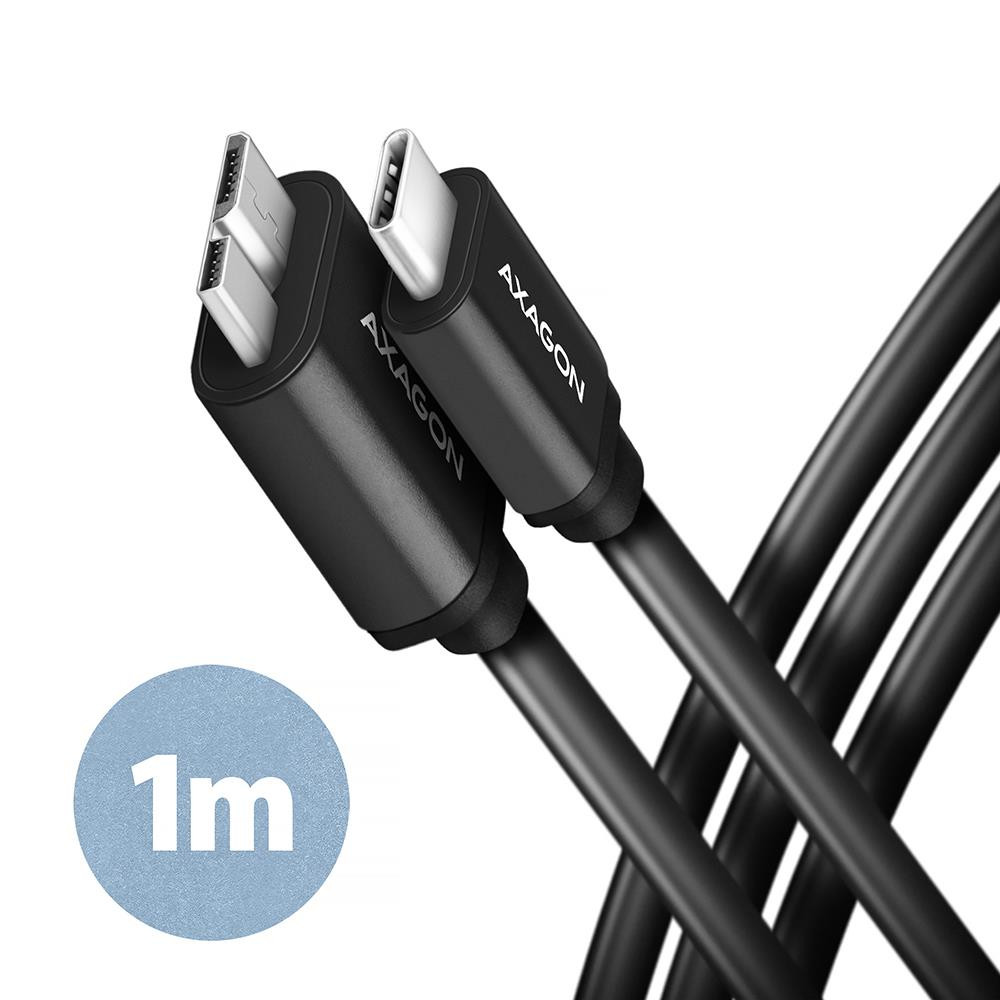 Axagon BUMM3-CM10AB USB-kaabel USB 3.2 Gen 1 (3.1 Gen 1) 1 m Micro-USB B USB C Must