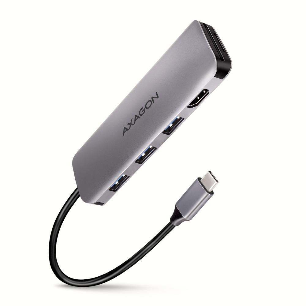 Axagon HMC-HCR3A 3x USB-A+ HDMI+ SD/microSD USB-C 3.2 Gen 1 hub 20cm Juhtmega ühendatud USB 3.2 Gen 1 (3.1 Gen 1) Type-A Hall