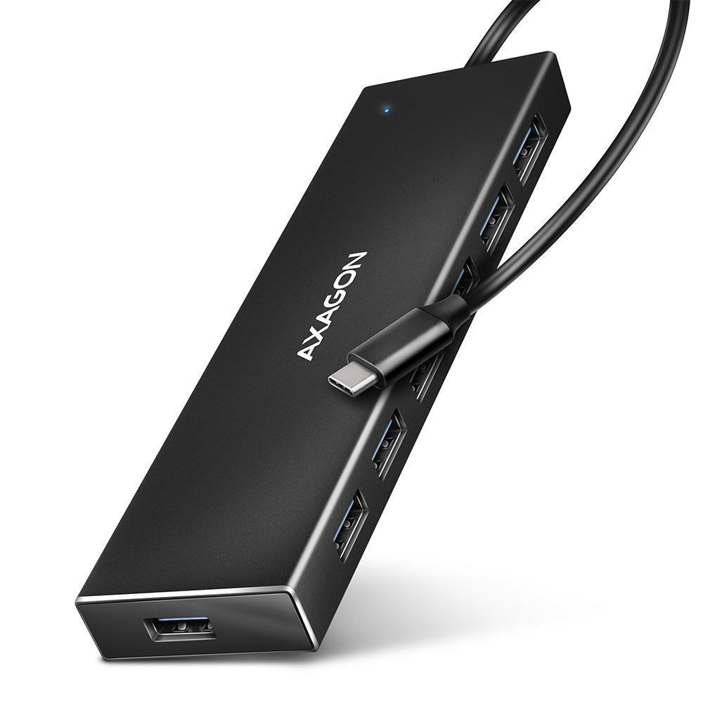 Axagon HUE-F7C 7x USB 3.2 Gen 1 ALU FLAT hub micro power IN 30cm USB-C USB 3.2 Gen 1 (3.1 Gen 1) Type-A 5000 Mbit/s Must