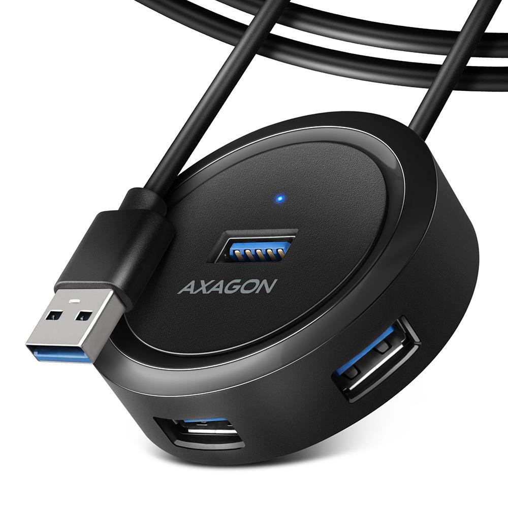 Axagon HUE-P1AL jaotur USB 3.2 Gen 1 (3.1 Gen 1) Type-A 5000 Mbit/s Must