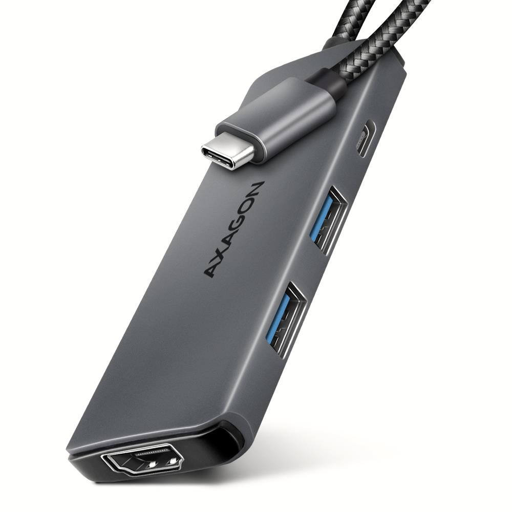 Axagon HMC-5H8K USB 5Gbps hub 2x USB-A USB-C HDMI 8k/30Hz PD 100W kabel USB-C Juhtmega ühendatud USB 3.2 Gen 1 (3.1 Gen 1) Type-C Hall