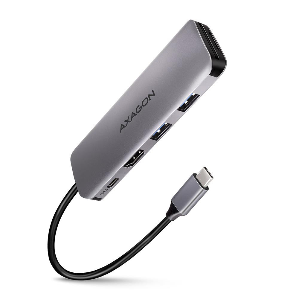 Axagon HMC-5 sülearvuti dokk ja pordireplikaator Juhtmega ühendatud USB 3.2 Gen 1 (3.1 Gen 1) Type-C Hall