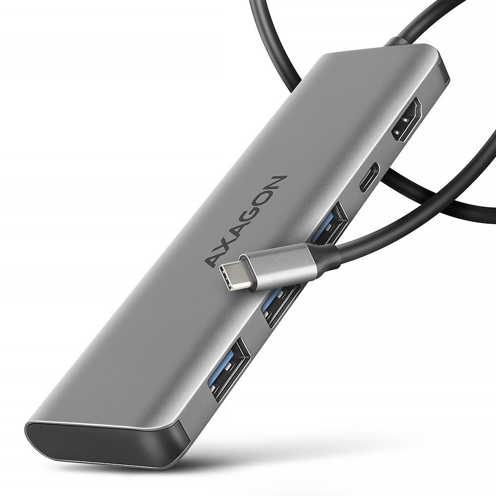 Axagon HMC-5H USB-C 3.2 Gen 1 hub 3x USB-A 4K HDMI PD 100W - Silber Juhtmega ühendatud USB 3.2 Gen 1 (3.1 Gen 1) Type-C Hõbe