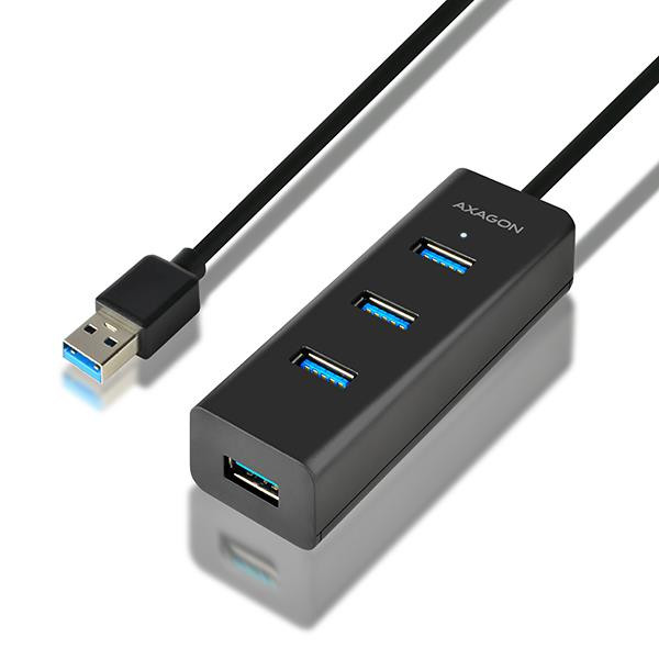 Axagon HUE-S2BL jaotur USB 3.2 Gen 1 (3.1 Gen 1) Type-A 5000 Mbit/s Must