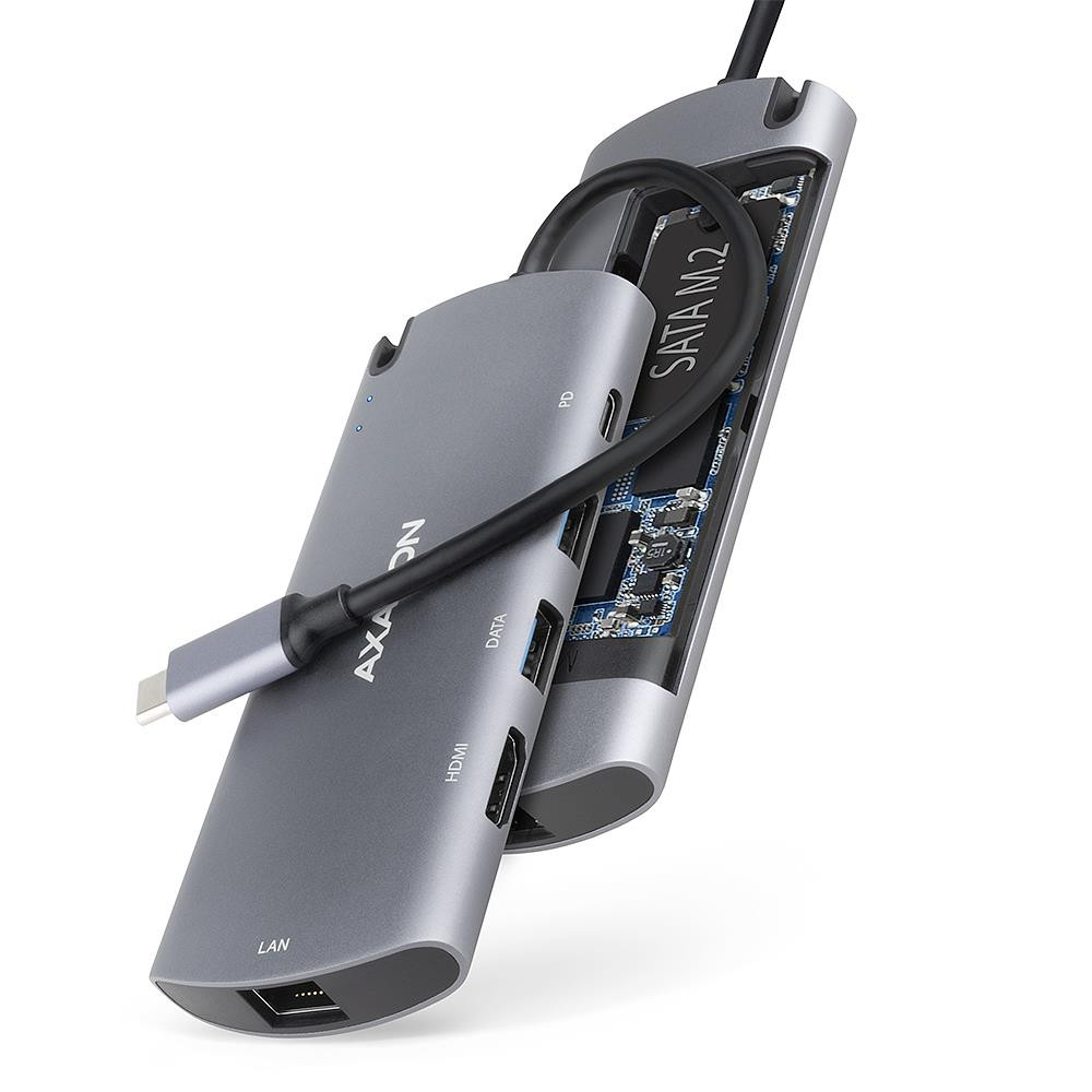 Axagon HMC-6M2 sülearvuti dokk ja pordireplikaator Juhtmega ühendatud USB 3.2 Gen 1 (3.1 Gen 1) Type-C Alumiinium