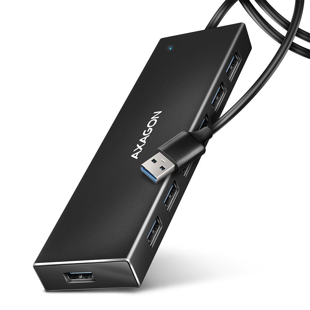 Axagon HUE-F7A 7x USB 3.2 Gen 1 ALU FLAT hub micro power IN 1m USB-A USB 3.2 Gen 1 (3.1 Gen 1) Type-A 5000 Mbit/s Must