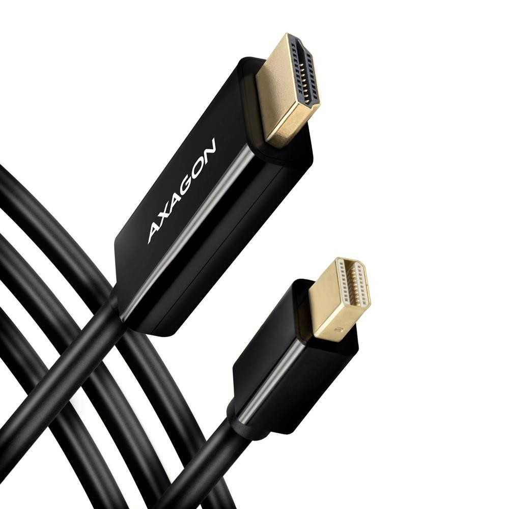Axagon RVDM-HI14C2 Mini-DisplayPort zu HDMI Adapterkabel 4K/30 Hz 180 cm lang - Kabel - Digital/Display/Video 1,8 m Mini DisplayPort Must