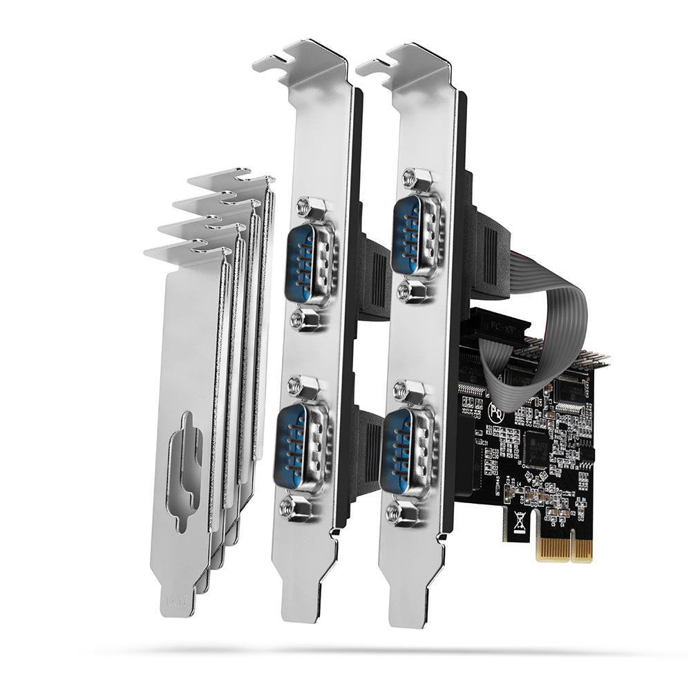Axagon PCEA-PSN PCIe-Adapter mit 4x Seriell-Ports - ASIX AX99100 Chipsatz liidesekaart/adapter Sisemine RS-232