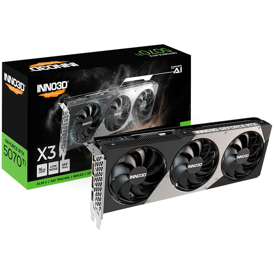 INNO3D NVIDIA RTX 5070 Ti X3 OC 16GB GDDR7 256 bit, 2482MHz / 28Gbps, 3x DP, 1x HDMI, 3 fan 2 slots
