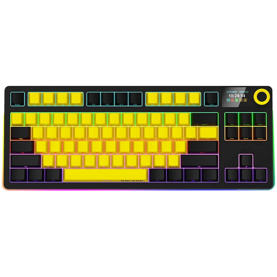 LORGAR KBP70TKLW, Wireless TKL Mechanical Gaming Keyboard Pro, Black/yellow, EN layout