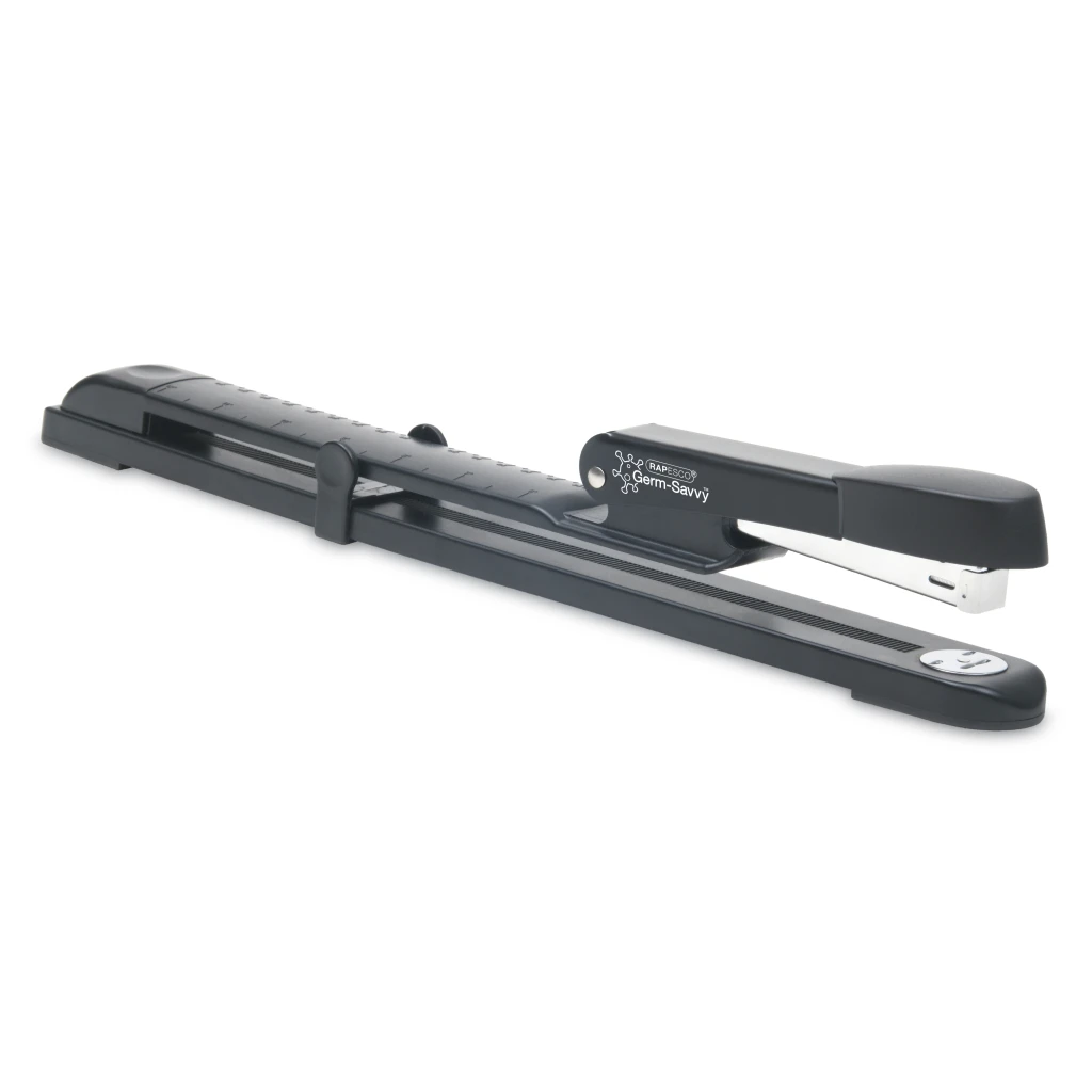 Klammerdaja Rapesco Germ-Savvy® Antibakteriaalne: Marlin Long Arm, klammerdab 25 lehte, must