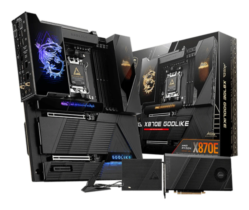MSI MEG X870E GODLIKE | Processor family AMD | Processor socket AM5 | Supported hard disk drive interfaces SATA, M.2 | Number of SATA connectors 4