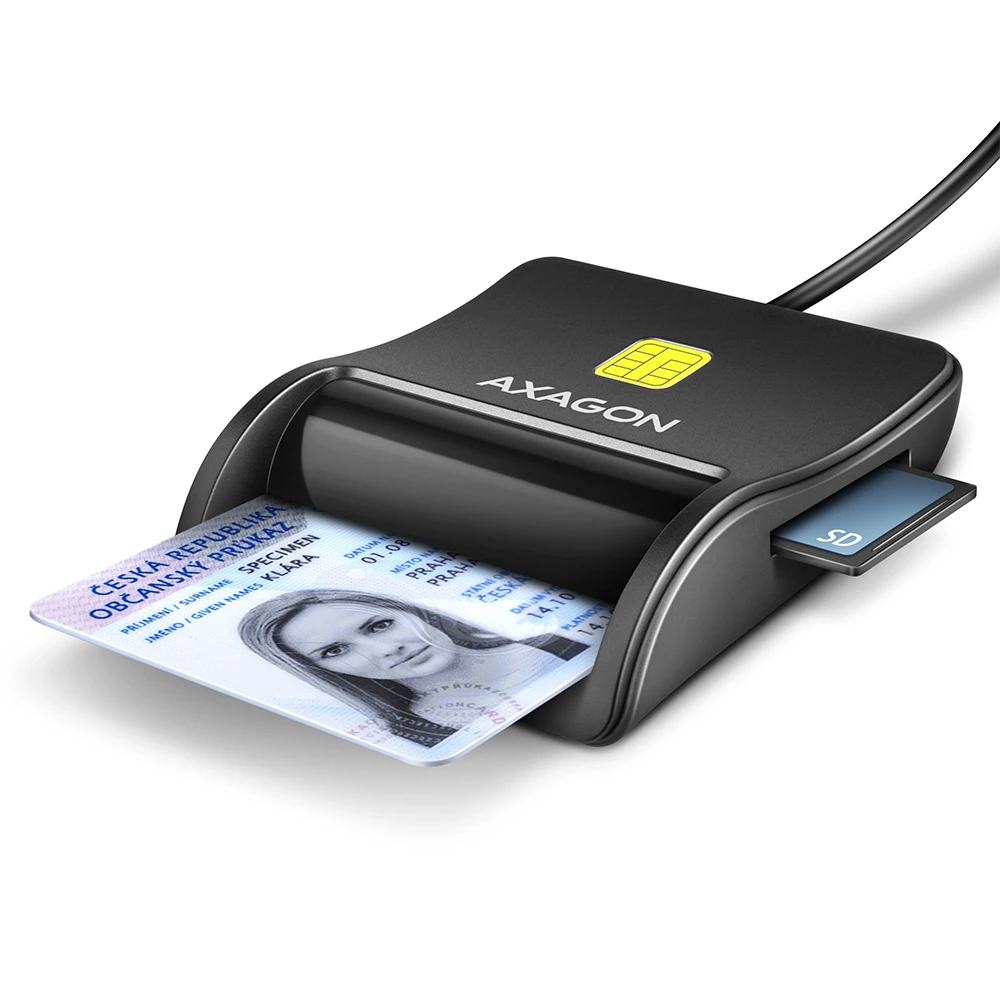 Axagon CRE-SM3SD USB Smart card & SD/microSD/SIM Flat kiipkaardilugeja Hoonesisene USB 2.0 Must