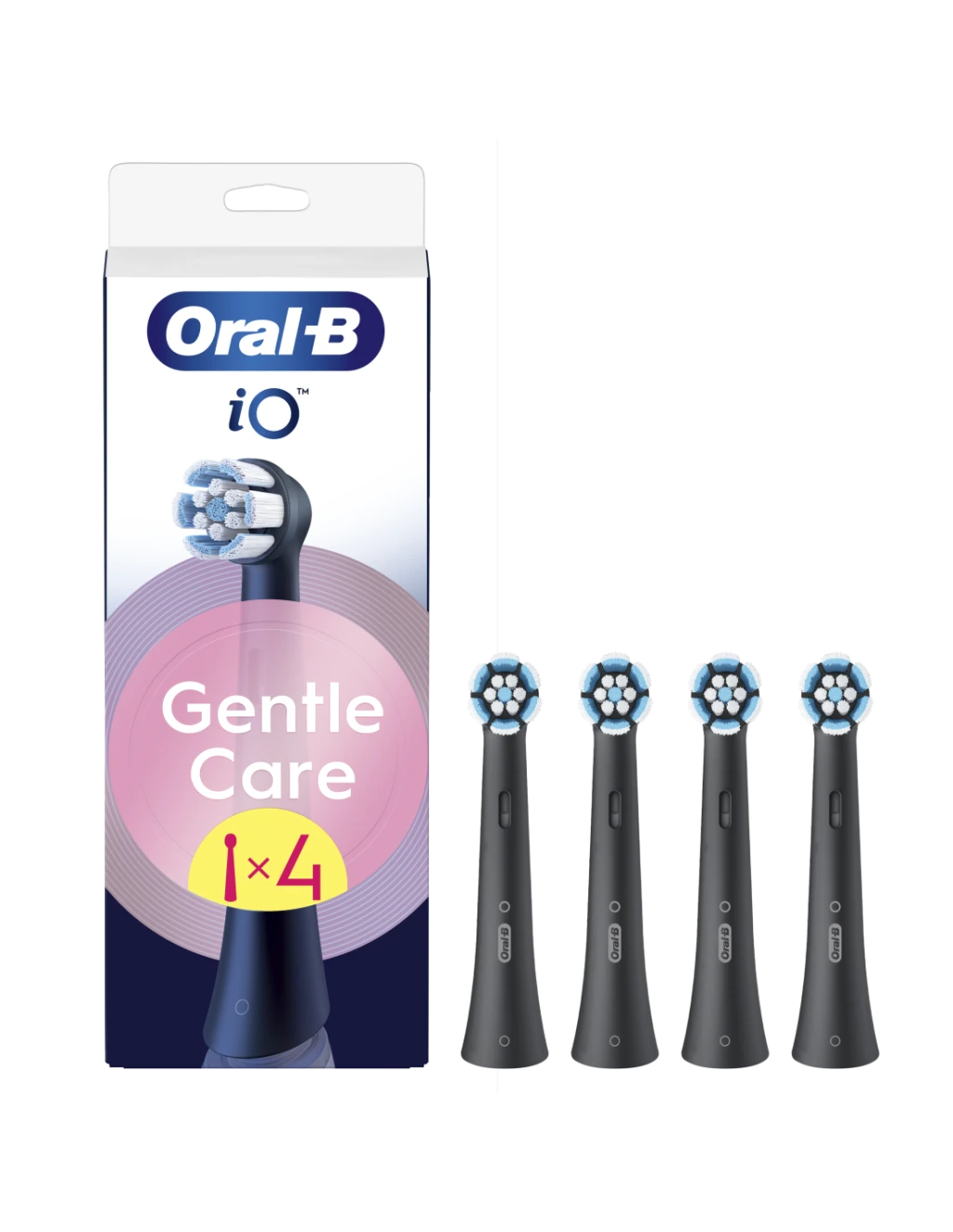 Oral-B Replaceable toothbrush heads | iO GentleCare | Heads | For adults | Number of brush heads included 4 | Black