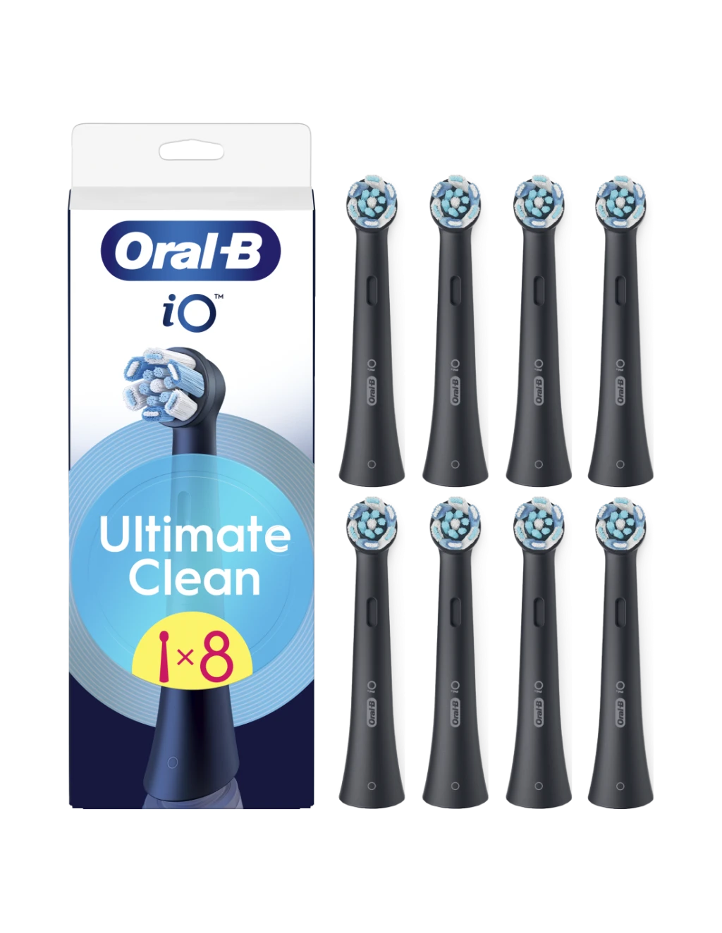 Oral-B Replaceable toothbrush heads | iO UltimateClean | Heads | For adults | Number of brush heads included 8 | Black