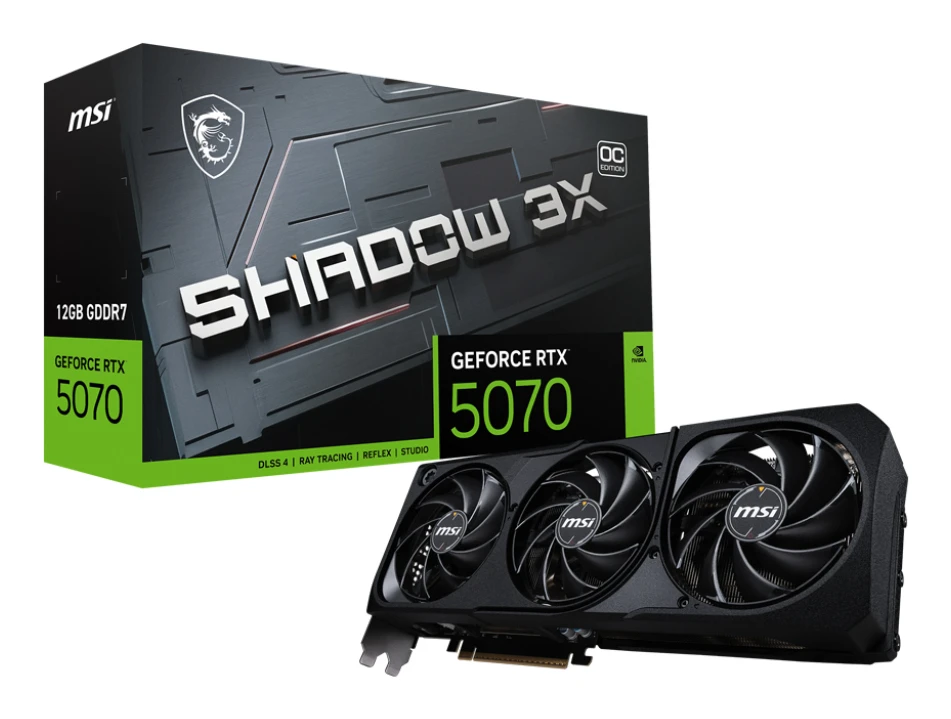 MSI GeForce RTX 5070 12G SHADOW 3X OC | NVIDIA | 12 GB | GeForce RTX 5070 | GDDR7 | HDMI ports quantity 1 | PCI Express 5.0 | Memory clock speed 2542 MHz