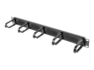 Lanberg 19" cable management brush panel 5 rings type B 1U | AK-1203-B | Black