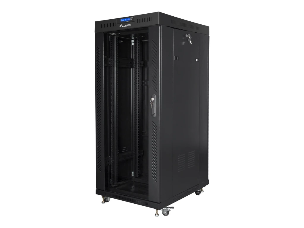 Lanberg | Rack cabinet 19" free-standing 27U/600x800 (flat pack) with glass door, LCD | FF01-6827-12BL | Black