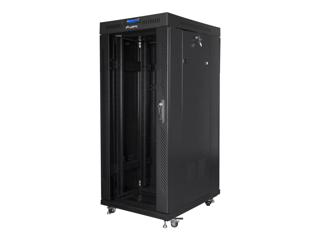 Lanberg | Rack cabinet 19" free-standing 27U/800x1000 (flat pack) with glass door, LCD | FF01-8027-12BL | Black