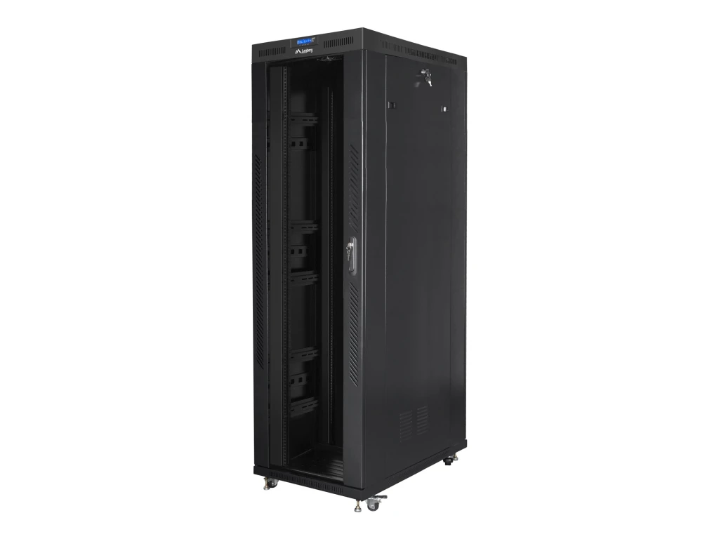 Lanberg | Rack cabinet 19" free-standing 42U/800x1200 (flat pack) with glass door, LCD | FF01-8242-12BL | Black