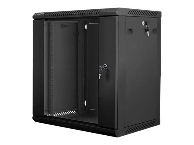 Lanberg | Rack cabinet 19" wall-mount 12U/600x450 (flat pack) with glass door | WF01-6412-10B | Black