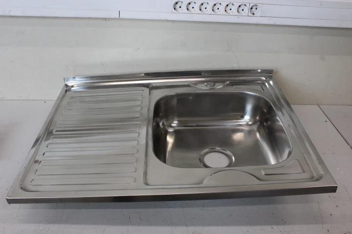 SALE OUT. Sink TREDI, top-mounted, stainless steel, with siphon set, right, 80 x 60 cm | Sourcing DENTED, SCRATCHED, MISSING SEAL RUBBER