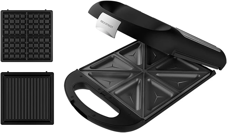 Cecotec Sandwich Maker | Rock'nToast Family 3in1 | 1500 W | Number of plates 3 | Black