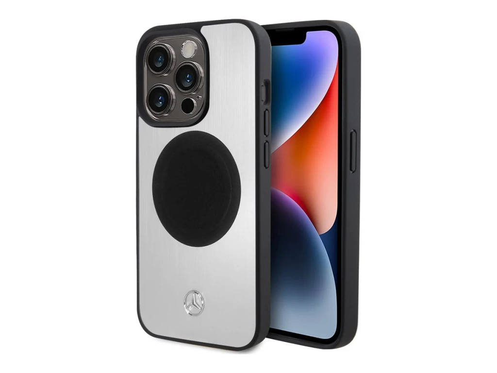 Mercedes MEHMP15L23ACMS iPhone 15 Pro 6.1" Silver Hardcase Leather & Aluminum MagSafe | Mercedes