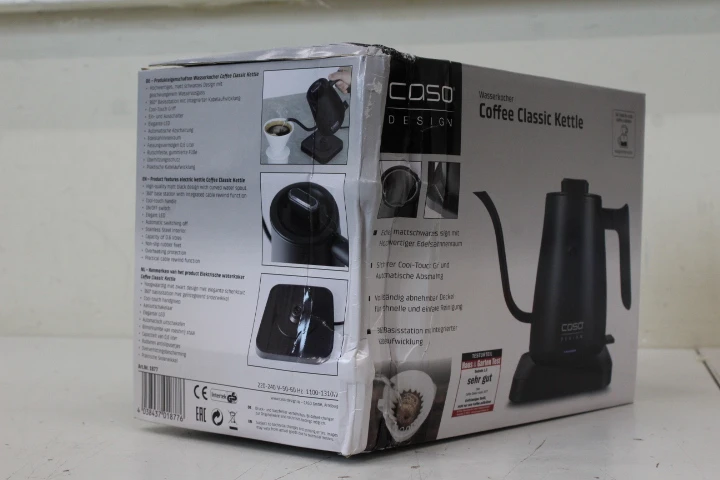 SALE OUT. Caso Coffee Classic Kettle, 1100 W, 1 L, Black | Caso Coffee Classic Kettle | 1877 | Electric | 1310  W | 0.6 L | 360° rotational base | Black | DAMAGED PACKAGING
