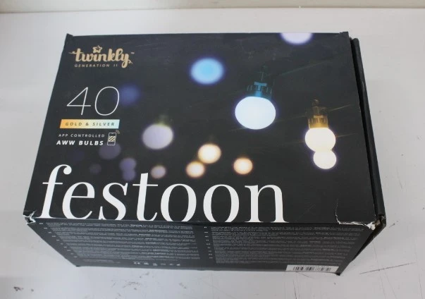 SALE OUT. Twinkly Festoon Smart LED Lights 40 AWW (Gold+Silver) G45 bulbs, 20m|Twinkly REFURBISHED, NO MANUAL, DIRTY, 3 MONTHS WARRANTY