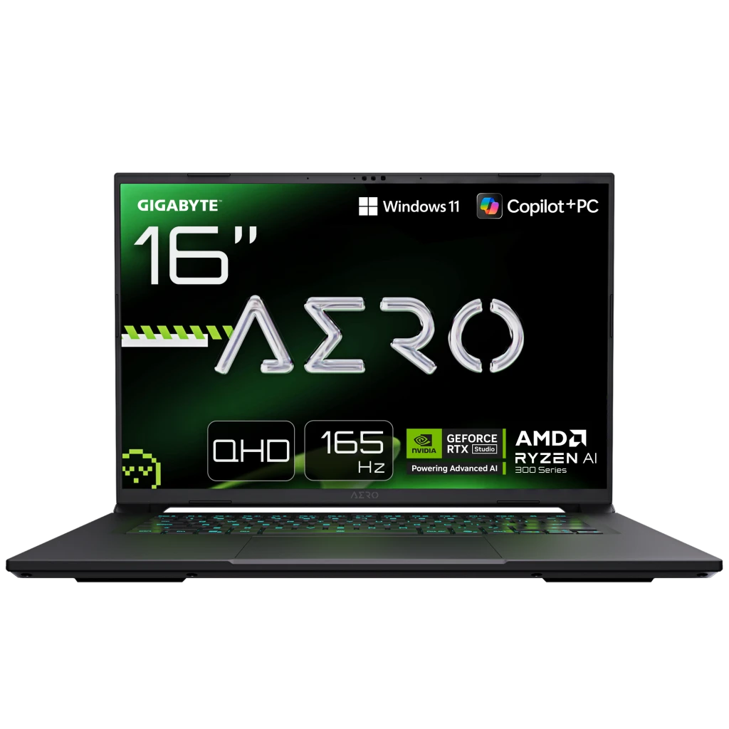 Gigabyte AERO X16 1VH-93EEC64AH | 16 " | IPS | AMD Ryzen Al 7 | 350 | 32 GB | DDR5 | Solid-state drive capacity 1000 GB | NVIDIA GeForce RTX 5060 | GDDR7 | 8 GB | Windows 11 Home | 802.11ax | Bluetooth version 5.2 | Keyboard language US international | Keyboard backlit | Warranty 24 month(s)