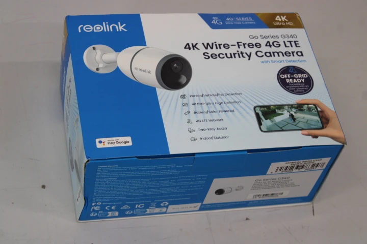 SALE OUT. Reolink Go Series G340 4K 4G LTE Wire Free Camera, White | Reolink 4G LTE Wire Free Camera | Go Series G340 | 23 month(s) | Bullet | 8 MP | Fixed | IP65 | H.265 | Micro SD, Max. 128GB | DEMO