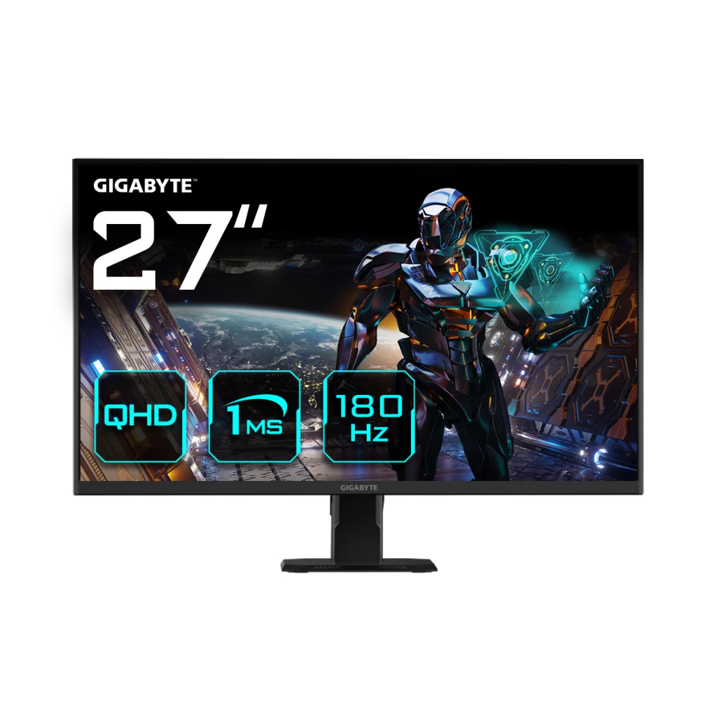 Gigabyte Gaming Monitor | GS27QA | 27 " | QHD | 16:9 | 180 Hz | 1 ms | 2560 x 1440 pixels | 300 cd/m² | HDMI ports quantity 2 | Black | Warranty 36 month(s)