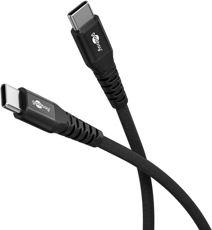 Goobay USB-C Supersoft Textile Cable with Metal Plugs, 1 m, black | Goobay