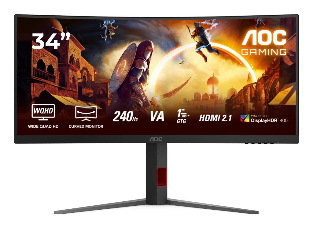 AOC CU34G4Z | 34 " | Fast VA | WQHD | 21:9 | 240 Hz | 1 ms | 3440 x 1440 pixels | 450 cd/m² | HDMI ports quantity 2 | Black