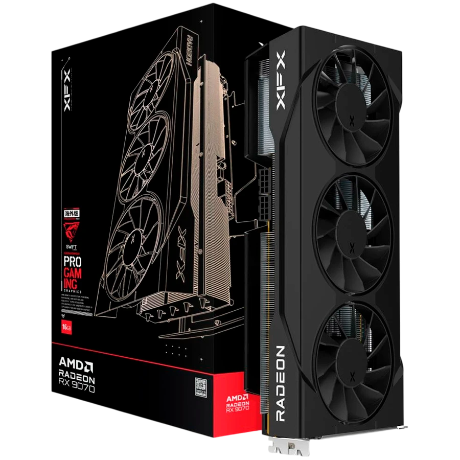 XFX Swift AMD Radeon RX 9070 OC Triple Fan Gaming Edition with 16GB GDDR6 HDMI 3xDP