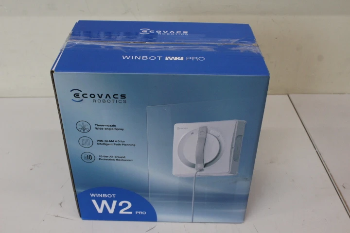 SALE OUT. Ecovacs Window cleaning robot WINBOT W2 PRO, Auto-Spray, Straight-and-steady climbing, WIN-SLAM 4.0 | Ecovacs Window Cleaning Robot | WINBOT W2 PRO | Corded | 2800 Pa | White | DAMAGED PACKAGING, USED, DIRTY, SCRATCHED, USED LIQUID BOTTLE