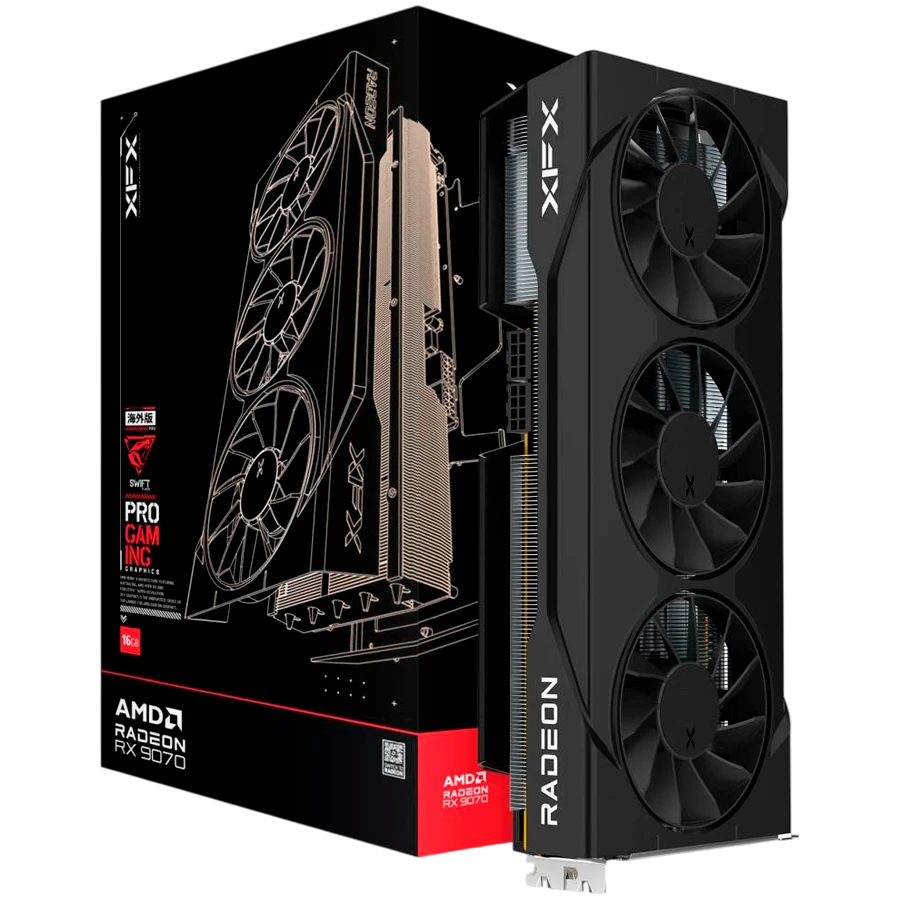 XFX Swift AMD Radeon RX 9070 OC Triple Fan White Gaming Edition with 16GB GDDR6 HDMI 3xDP