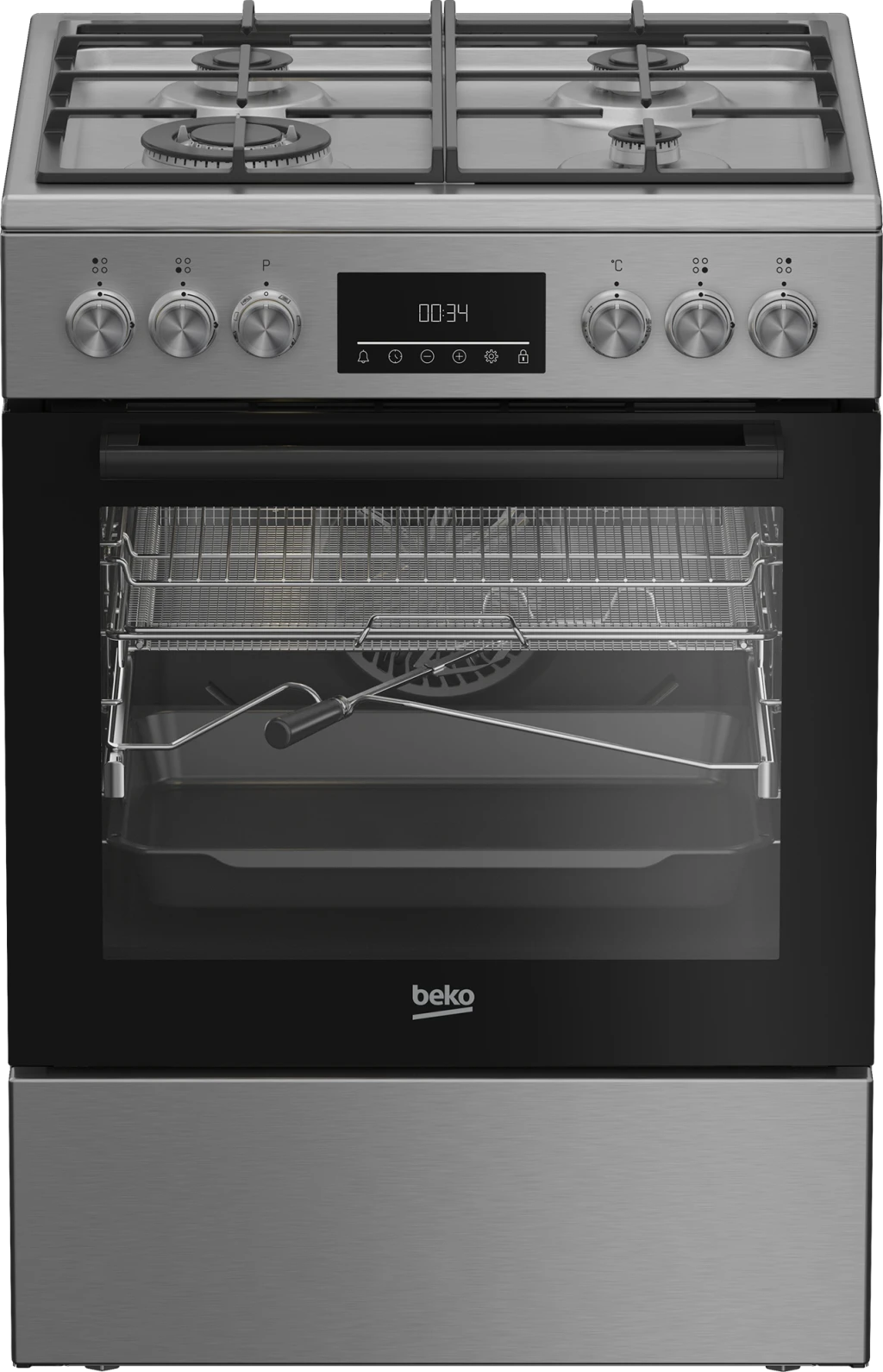 BEKO Cooker | FBMA61330GXDT | Hob type Gas | Oven type Electric | Stainless Steel | Width 60 cm | Grilling | LED | Depth 60 cm | 72 L